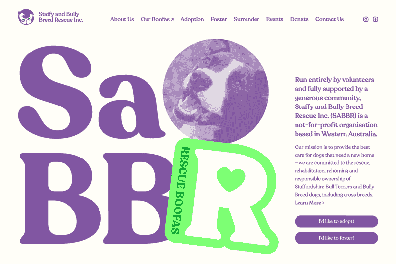 Thumbnail preview of SaBBR website that includes a typographic illustration that says SaBBR.
